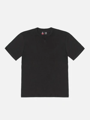 BASIC S/S HENLEY TEE-WASHED BLACK
